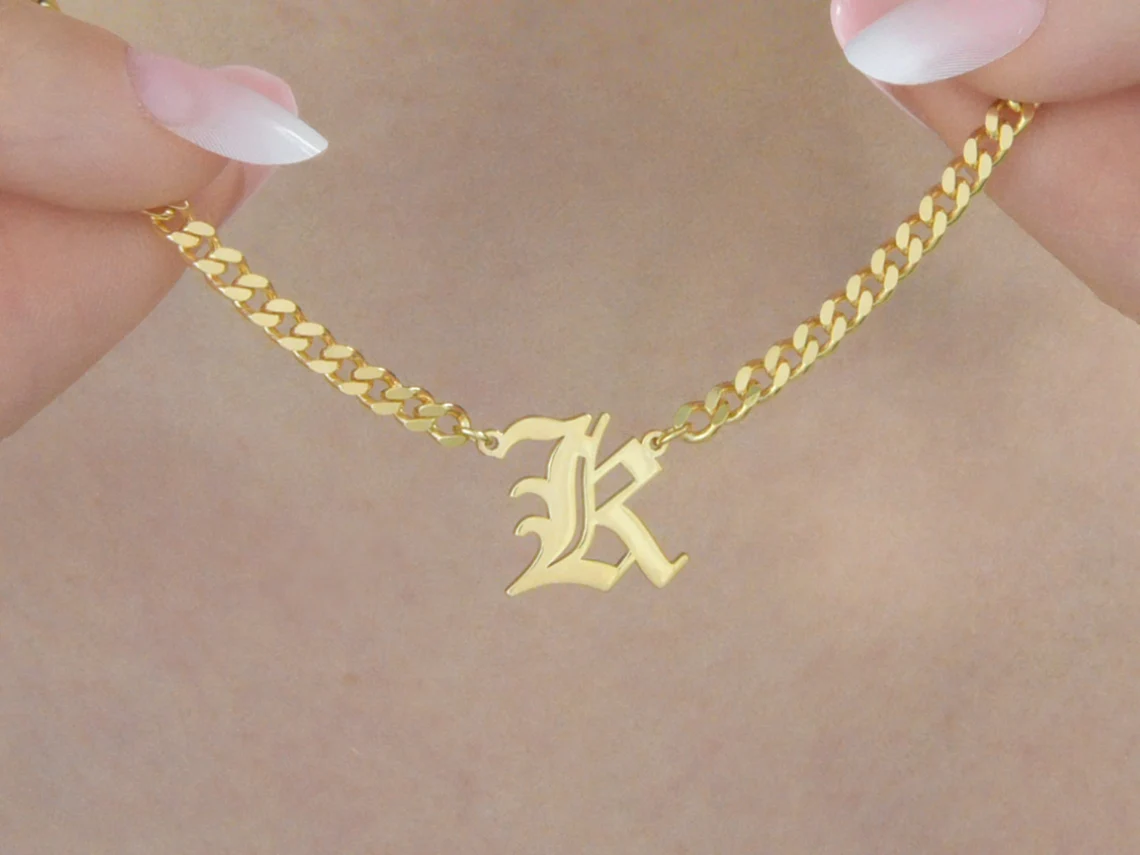 Vintage Fashion Names - Vintage Initial Letter Necklace For Women