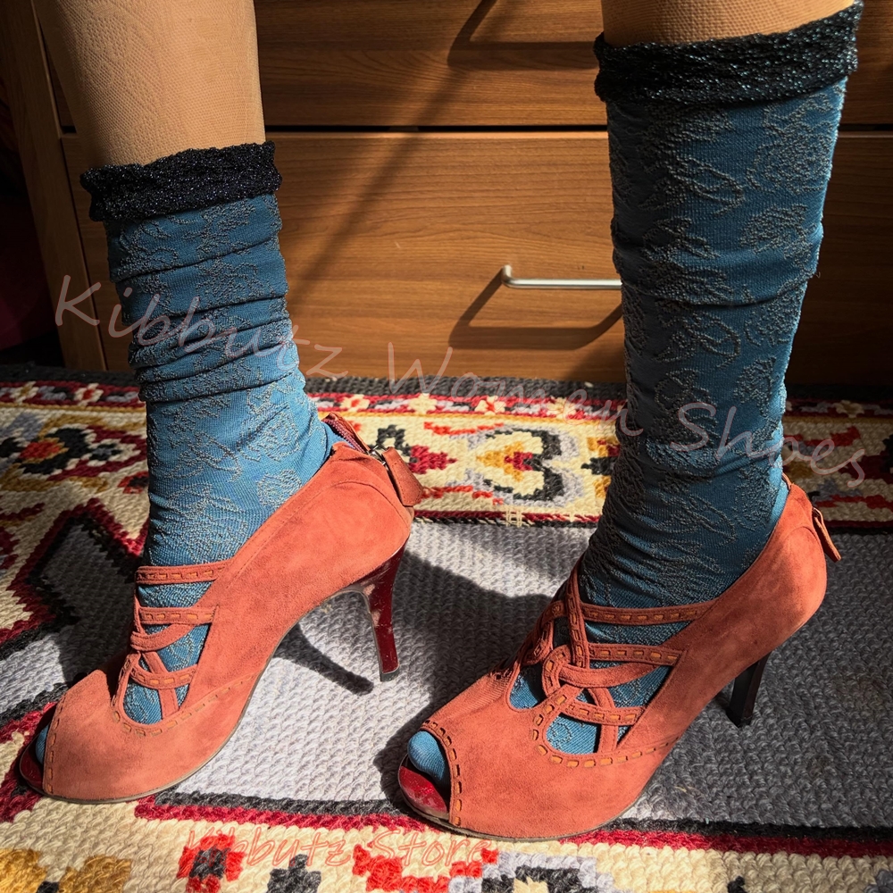 Vintage Fashion Heels - Vintage Rome Sandals Suede Leather Peep