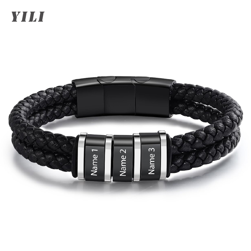 Vintage Fashion Names - Personalized Bracelets for Men Custom Men's