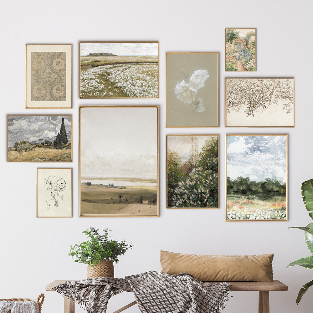 Vintage Fashion Wall Art - Summer Landscape Vintage Oil Painting Canvas