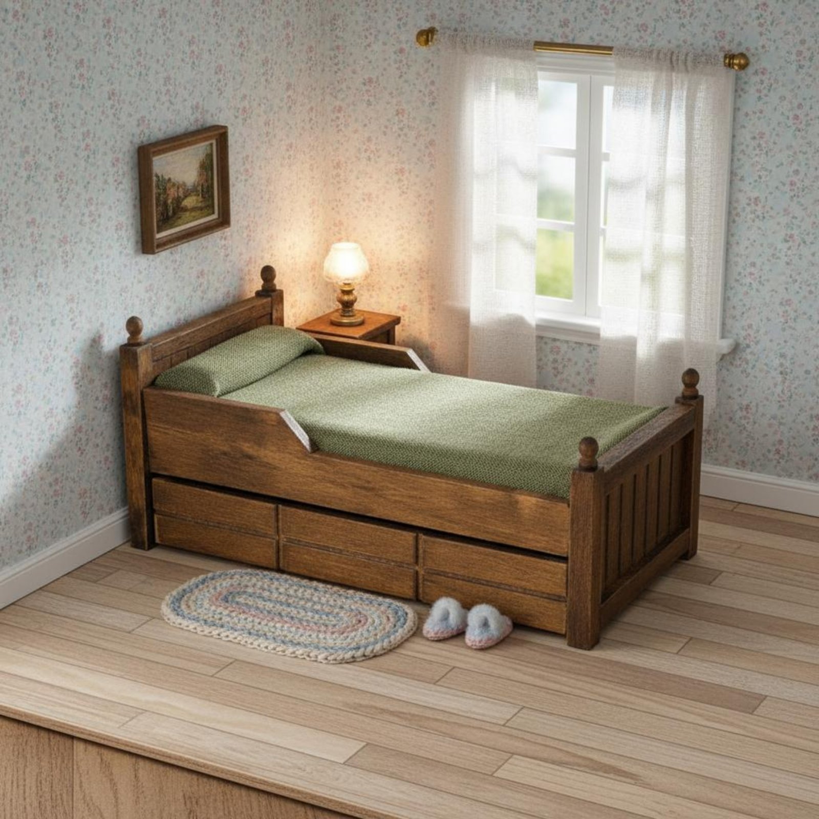 1:12 Scale Wooden Bed Handmade - Vintage Fashion Doll review and price