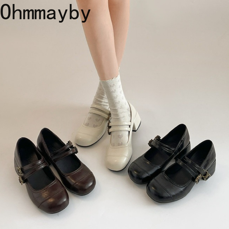 Vintage Thick Heel Women Mary  - Vintage Fashion Aesthetic review and price