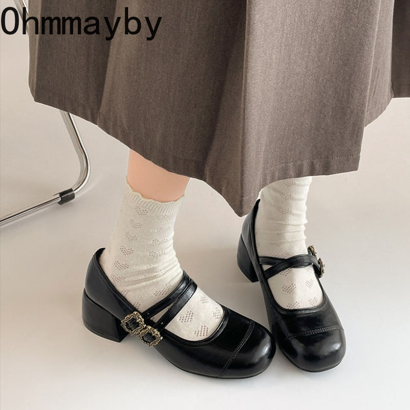 Vintage Thick Heel Women Mary  - Vintage Fashion Aesthetic review and price