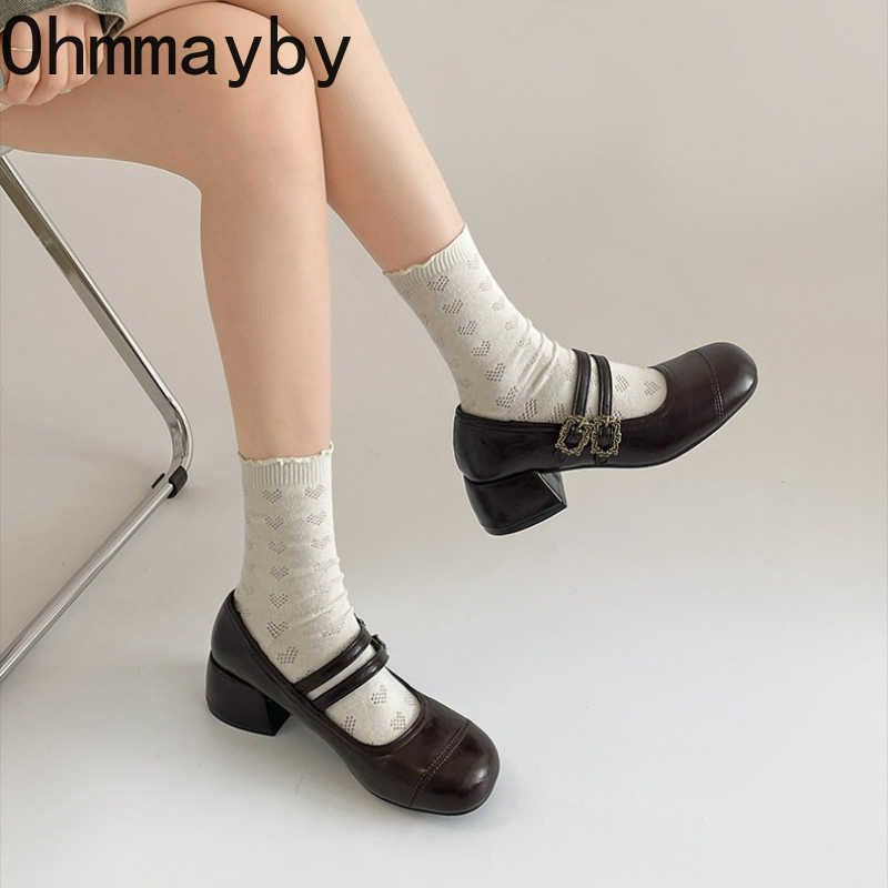 Vintage Thick Heel Women Mary  - Vintage Fashion Aesthetic review and price