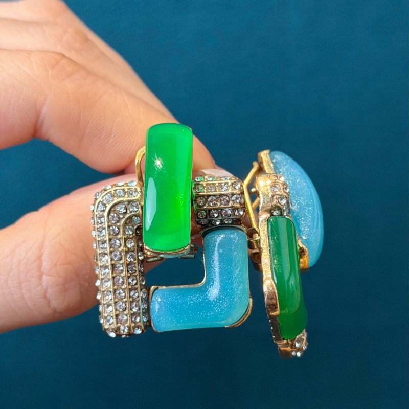 Vintage Blue Glass Green Geome - Vintage Fashion Trends 2026 review and price