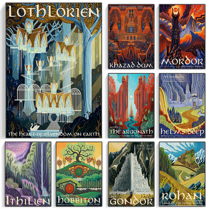 Tolkien Travel Wall Art Canvas - Vintage Fashion Wall Art review and price