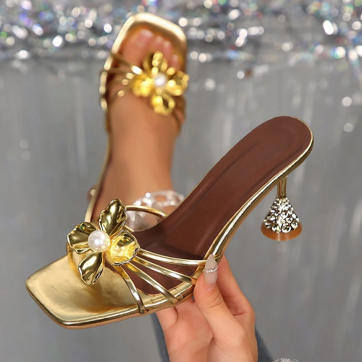 Vintage Metal Flower Crystal C - Vintage Fashion Heels review and price