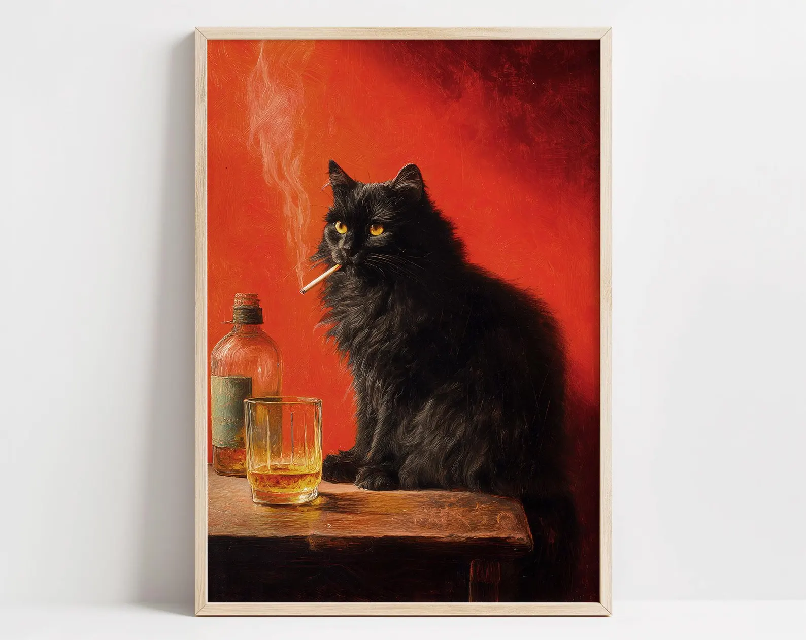 Black Cat Smoking a Cigarette  - Vintage Fashion Wall Art review and price