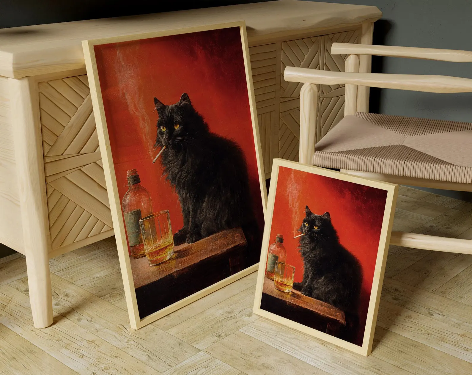Black Cat Smoking a Cigarette  - Vintage Fashion Wall Art review and price