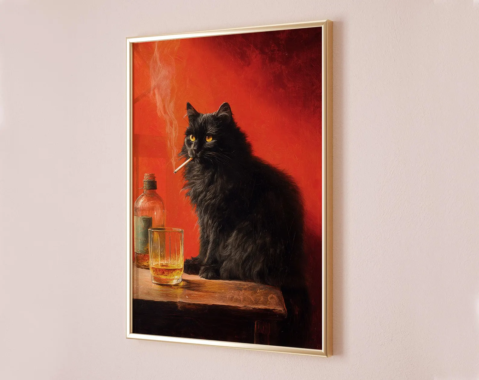 Black Cat Smoking a Cigarette  - Vintage Fashion Wall Art review and price
