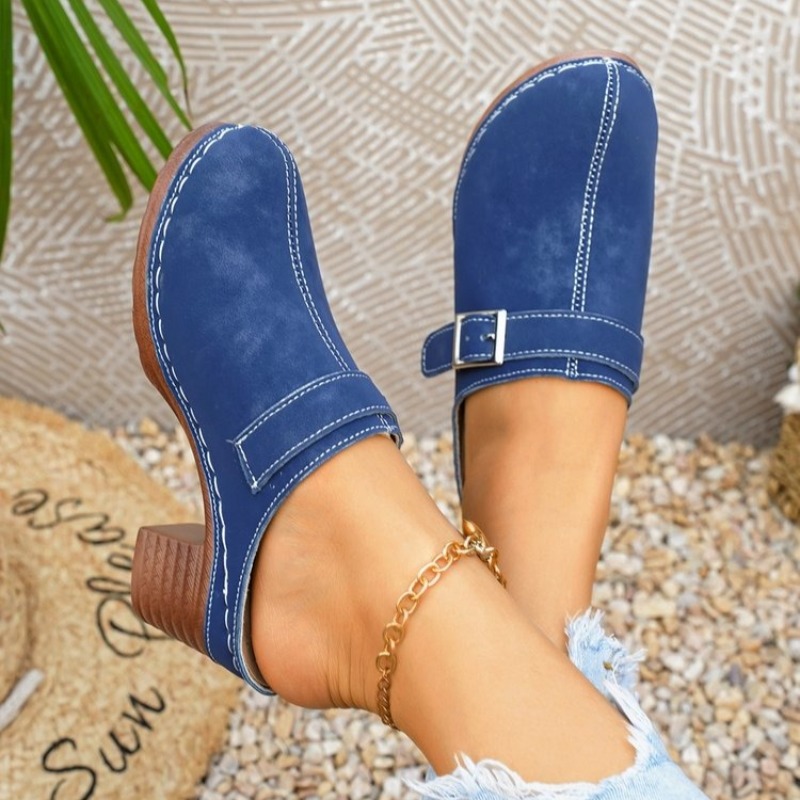 Women's Slip-On Mules Block He - Vintage Fashion Aesthetic review and price