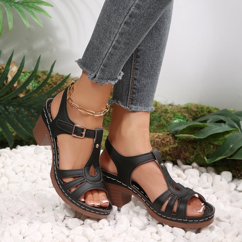 Women Vintage Sandals Block Mi - Vintage Fashion Heels review and price
