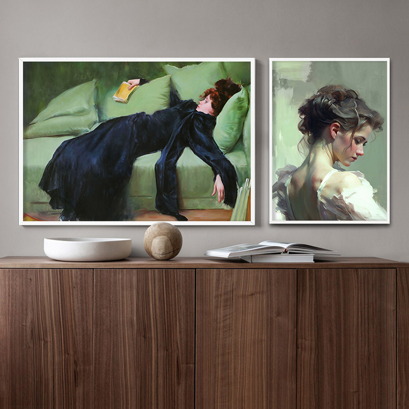 Girl Reading Vintage Oil Paint - Vintage Fashion Wall Art review and price