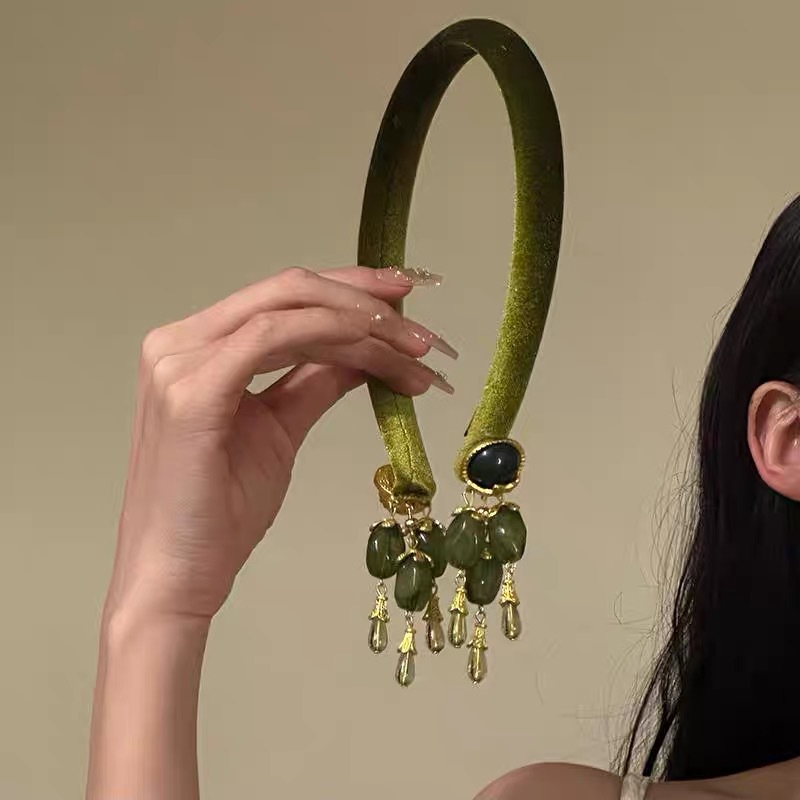 Vintage Fringe Headband Olive  - Vintage Fashion In Chinese review and price