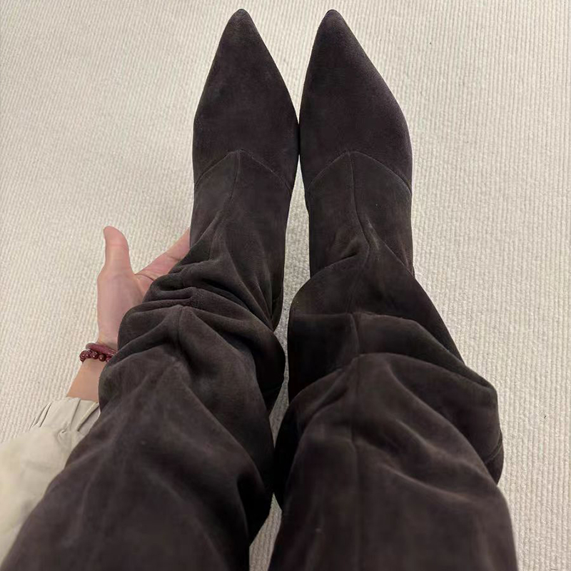 Suede Slouch Knee High Boots W - Vintage Fashion Heels review and price