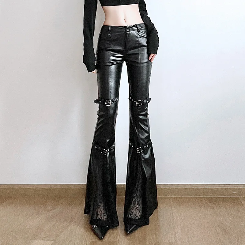 Women's PU Leather Flare Pants - Vintage Fashion Y2K review and price